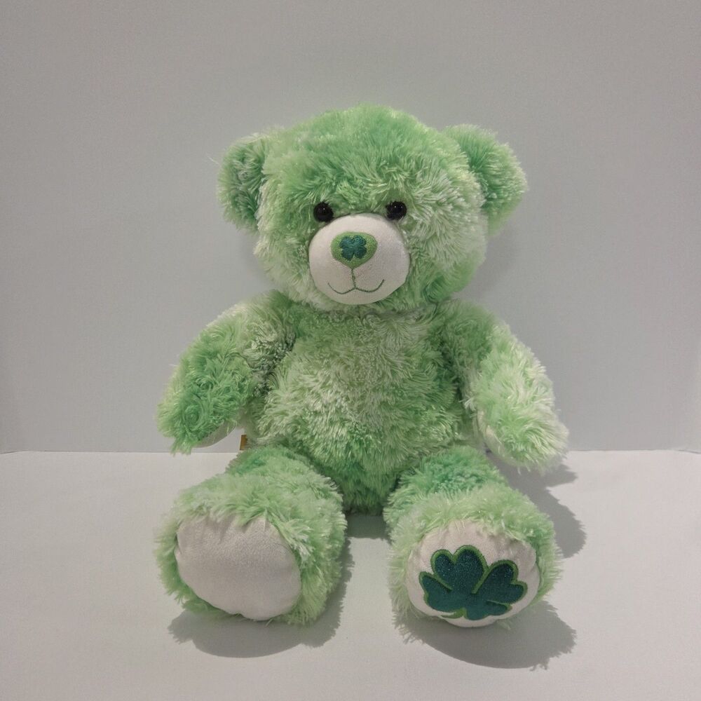 Build A Bear Green Teddy Shamrock Lucky Four Leaf Clover Bear